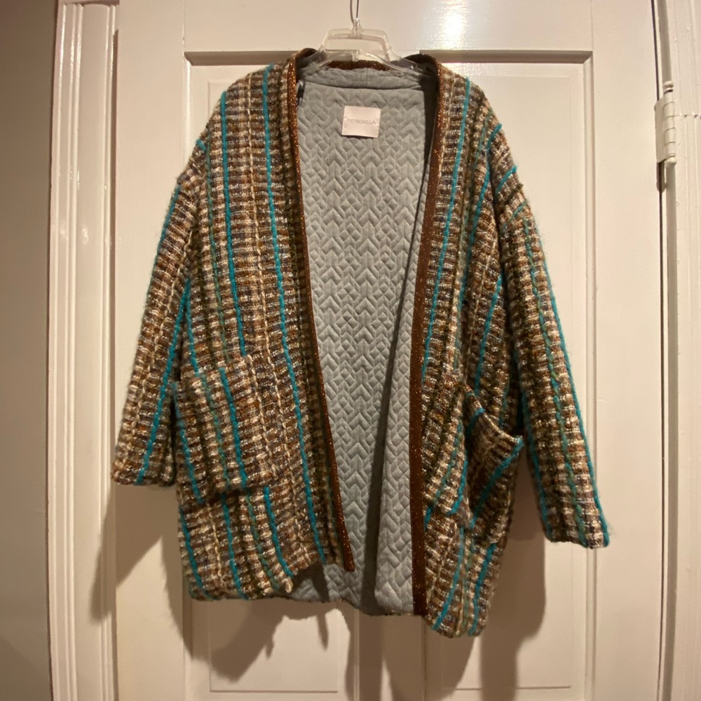 Tweed Quilt Lined Open Coat